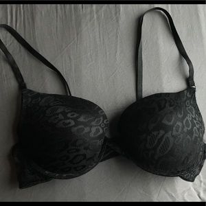 Black Cheetah Print Push Up Bra